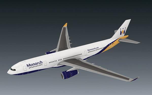 Авиалайнер Airbus A330-243 Monarch Airlines paper model
