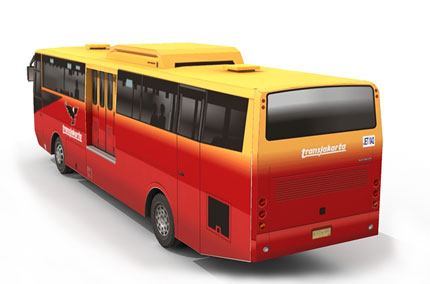 Автобус TransJakarta (красный) paper model