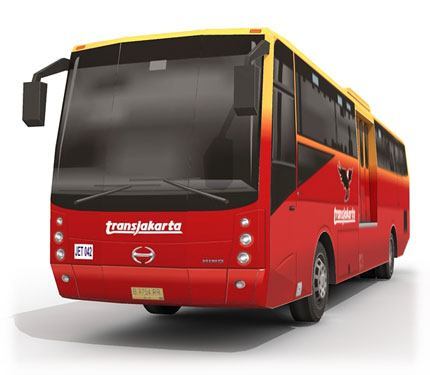 Автобус TransJakarta (красный) paper model