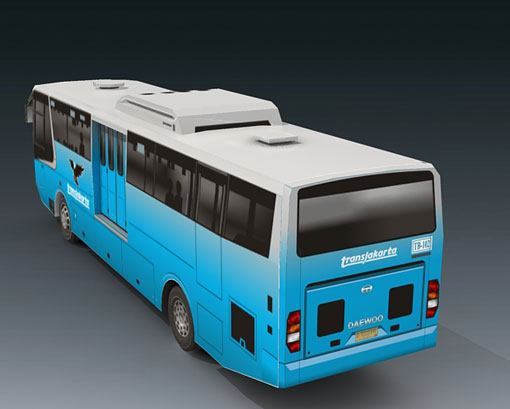 Автобус TransJakarta (синий) paper model