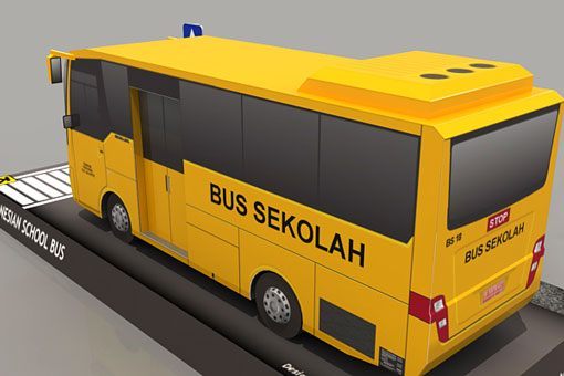 Школьный автобус paper model