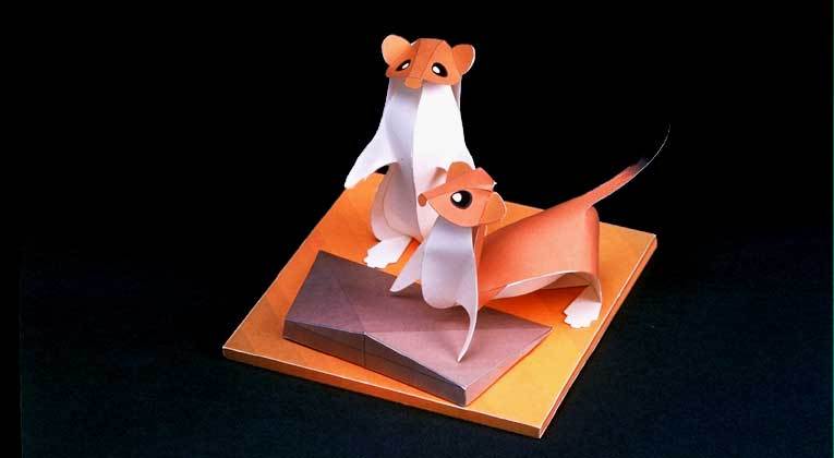 Японский горностай paper model