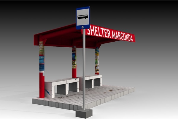Автобусная остановка paper model
