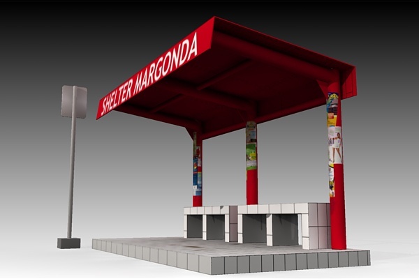 Автобусная остановка paper model