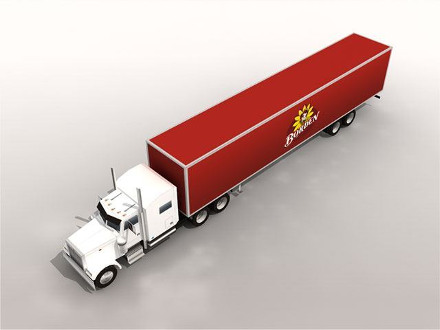 Грузовик Peterbilt 379 с прицепом paper model