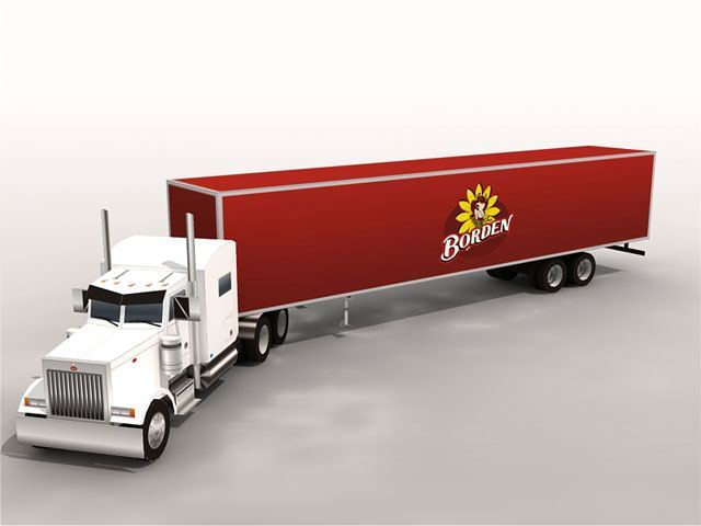 Грузовик Peterbilt 379 с прицепом paper model
