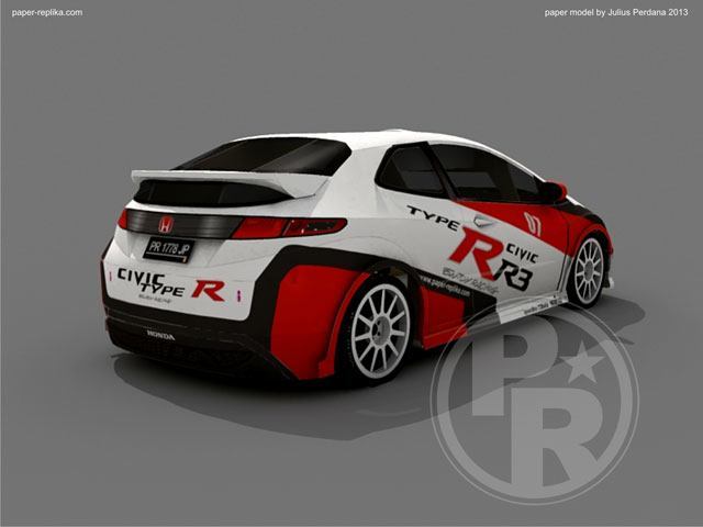 Автомобиль Honda Civic Type R paper model