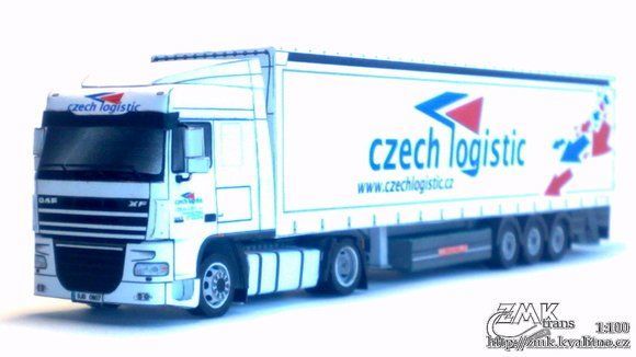 Грузовик DAF XF 105 SC с полуприцепом (Czech Logistic) paper model