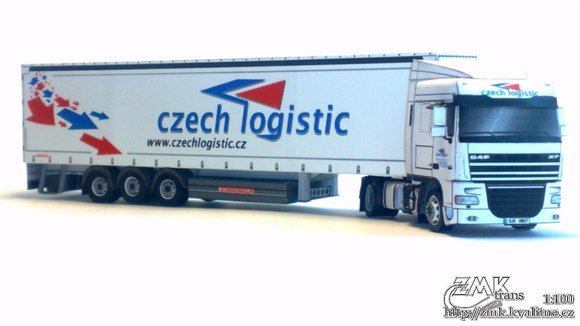 Грузовик DAF XF 105 SC с полуприцепом (Czech Logistic) paper model