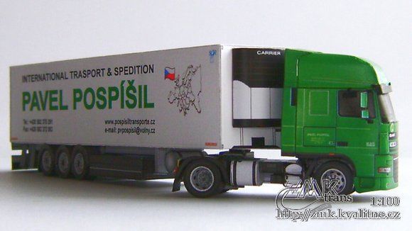 Грузовик DAF XF 105 SSC с полуприцепом (Pospisil Transporte) paper model