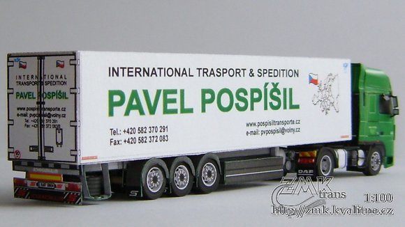 Грузовик DAF XF 105 SSC с полуприцепом (Pospisil Transporte) paper model