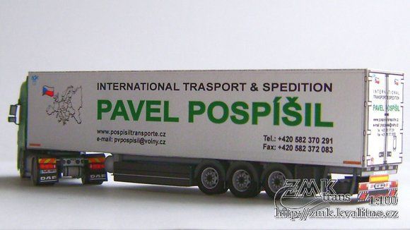 Грузовик DAF XF 105 SSC с полуприцепом (Pospisil Transporte) paper model