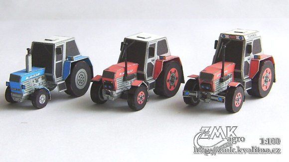 Тракторы Zetor 8011, Zetor 10045 и Zetor 16145 paper model