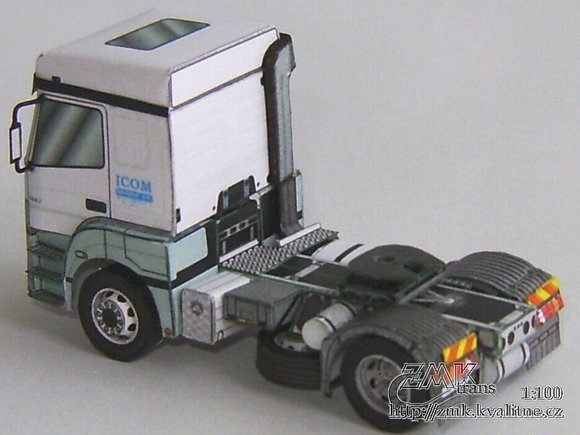Тягач Mercedes-Benz Axor с полуприцепом Schmitz paper model