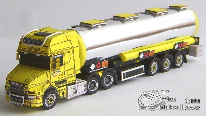 Тягач Scania T164 с полуприцепом цистерной paper model