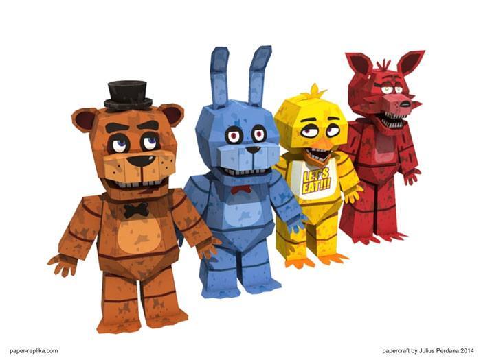 Курица Чика, заяц Бонни, лис Фокси и медведь Фредди (5 nights at Freddy s)