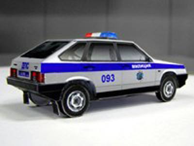 Автомобиль ВАЗ-2109 ДПС paper model