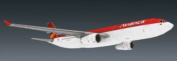 Авиалайнер Airbus A330-243 Avianca paper model