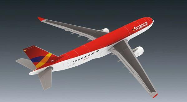 Авиалайнер Airbus A330-243 Avianca paper model