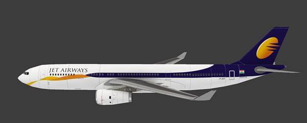 Авиалайнер Airbus A330-243 Jet Airways paper model