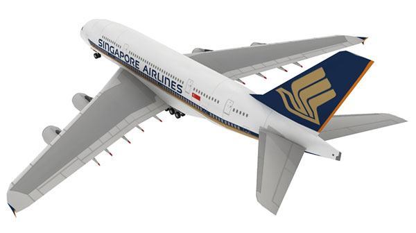 Авиалайнер Airbus A380 Singapore Airlines paper model