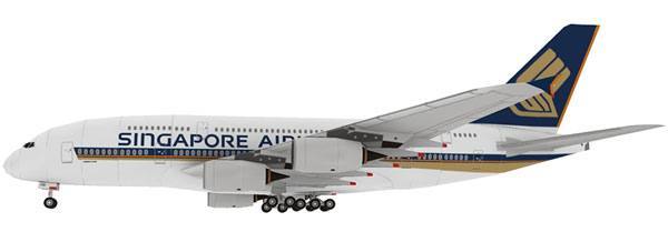 Авиалайнер Airbus A380 Singapore Airlines paper model