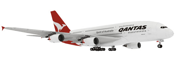 Авиалайнер Airbus A380 Qantas Airways paper model
