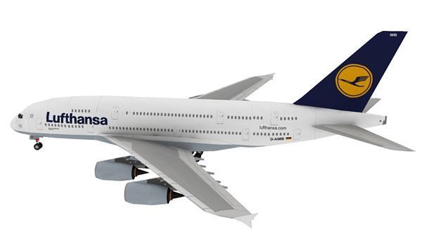Авиалайнер Airbus A380 Lufthansa paper model