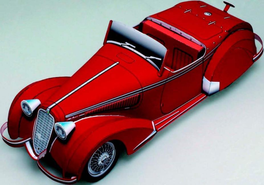 Автомобиль Alfa Romeo 8C2900B Corto paper model