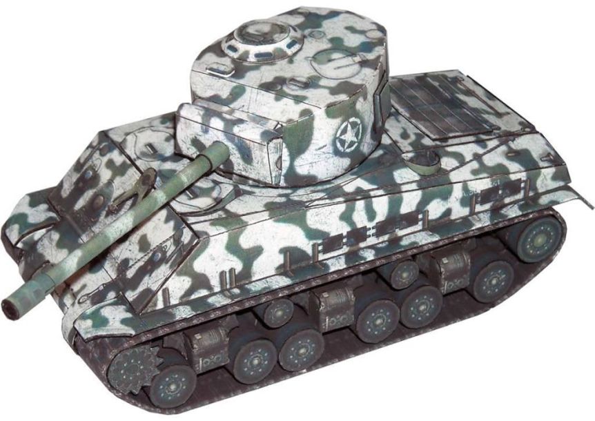 Танк Sherman М4А3Е8 paper model