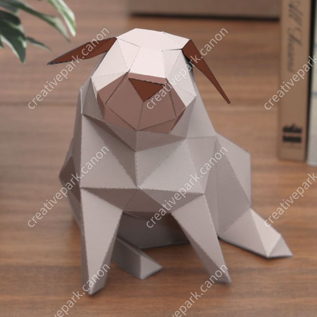 Полигональный мопс (терракотовый) paper model