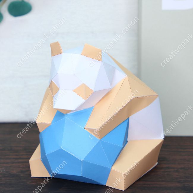 Полигональная панда (оранжевая) paper model