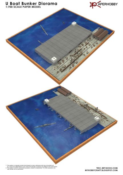 Диорама Бункер подводных лодок paper model