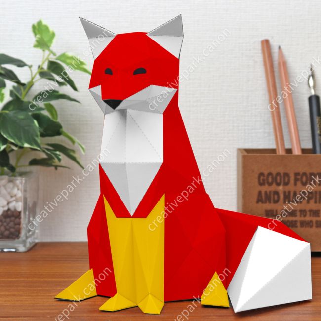 Полигональные лисы (красная и жёлтая) paper model