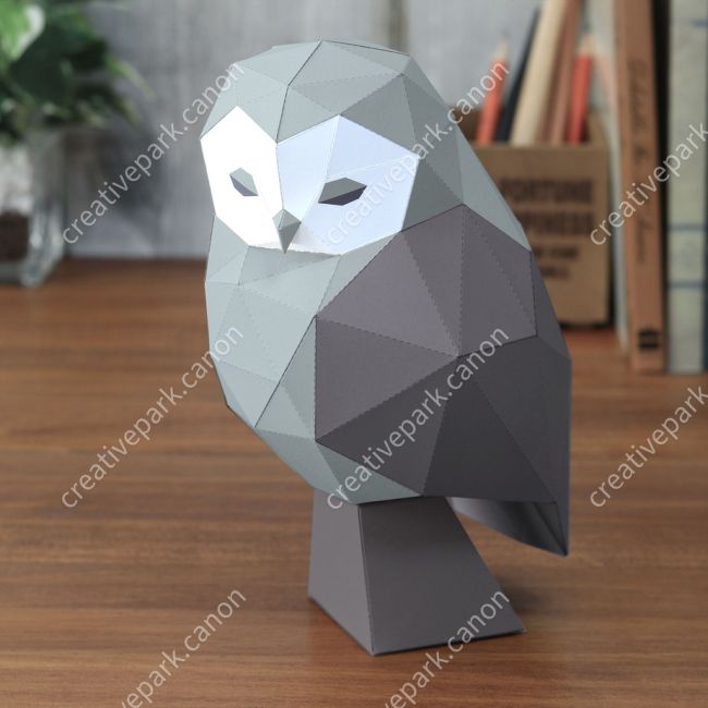 Полигональная сова (серая) paper model