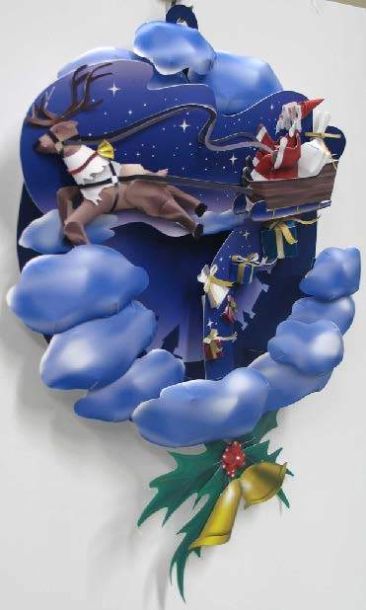 Рождественский венок Санта-Клаус paper model