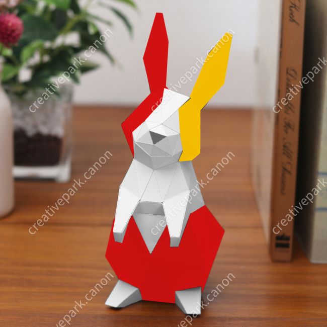 Полигональные кролики (красный и жёлтый) paper model