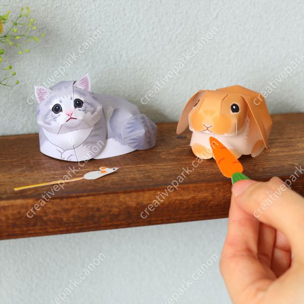 Норвежская лесная кошка и голландский вислоухий кролик: мини-версия paper model