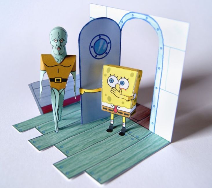 Диорама Второе лицо Сквидварда (Губка Боб Квадратные Штаны) paper model