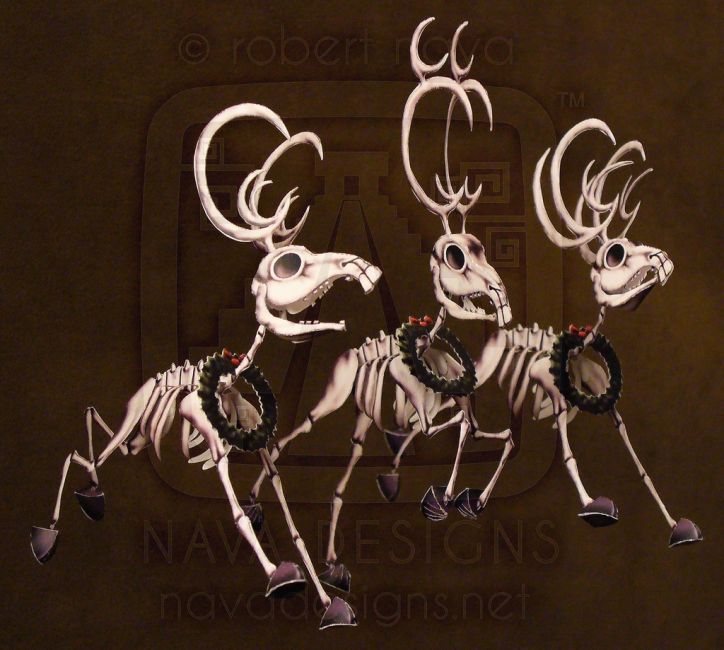 Костяные олени и Зеро (Кошмар перед Рождеством) paper model