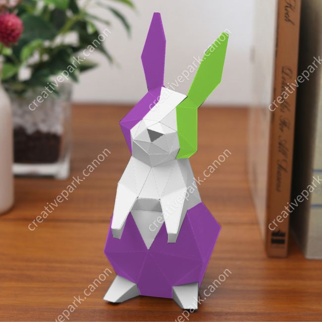 Полигональные кролики (фиолетовый и зелёный) paper model
