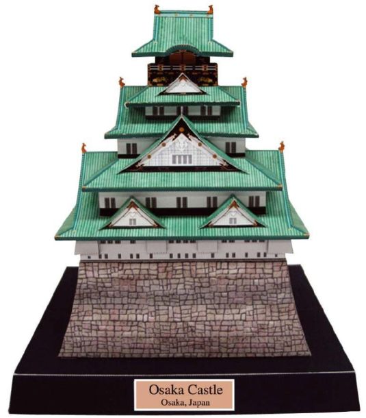 Замок в Осаке, Япония paper model