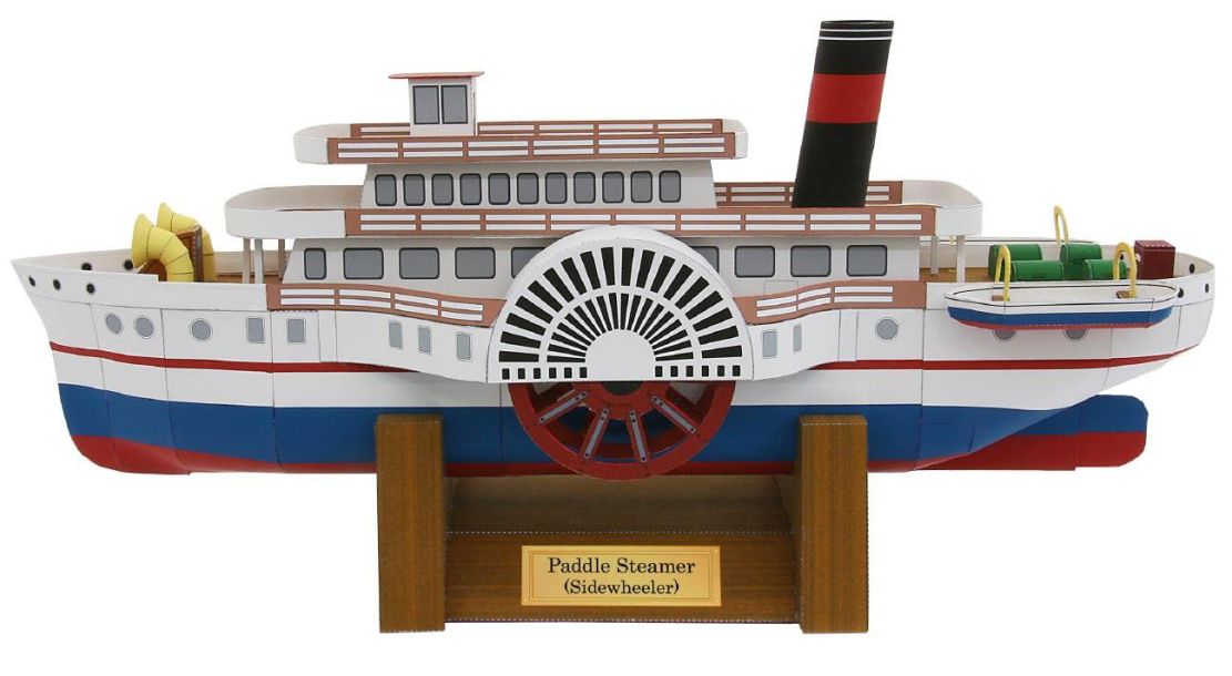 Колесный пароход paper model
