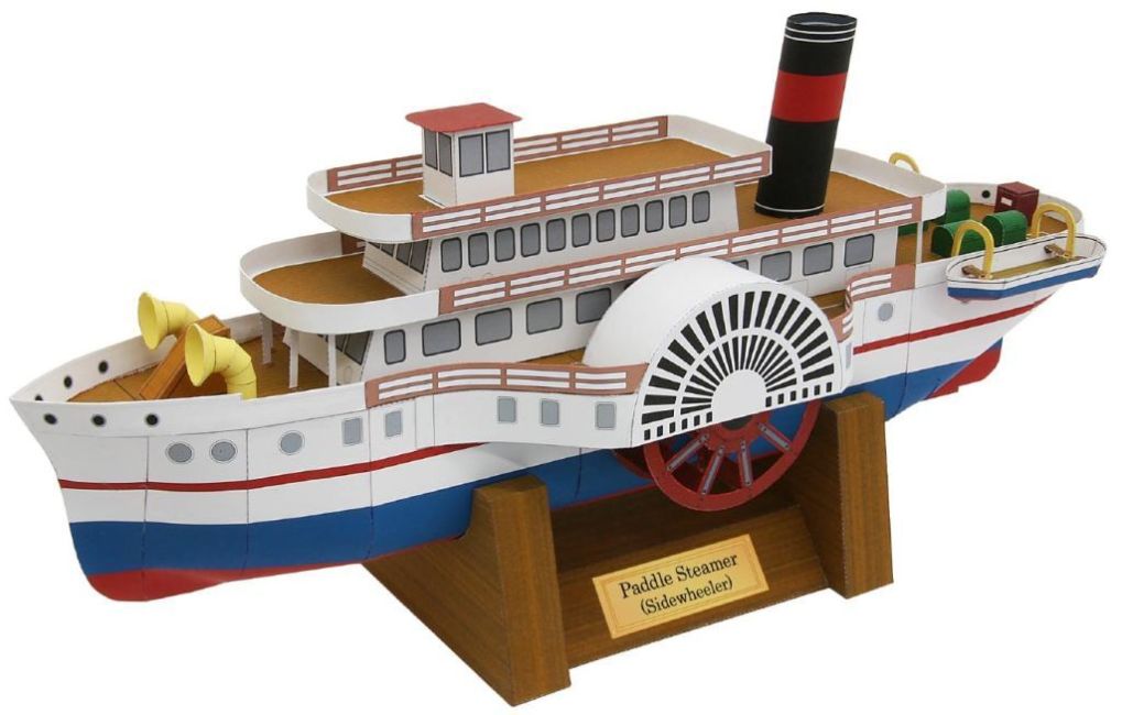 Колесный пароход paper model