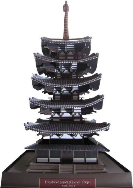 Пятиярусная пагода храма Хорю-дзи, Япония paper model