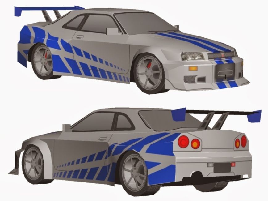 Автомобиль Nissan Skyline GT-R R34 (Форсаж) paper model