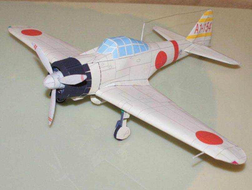Палубный истребитель Mitsubishi A6M2 Zero paper model