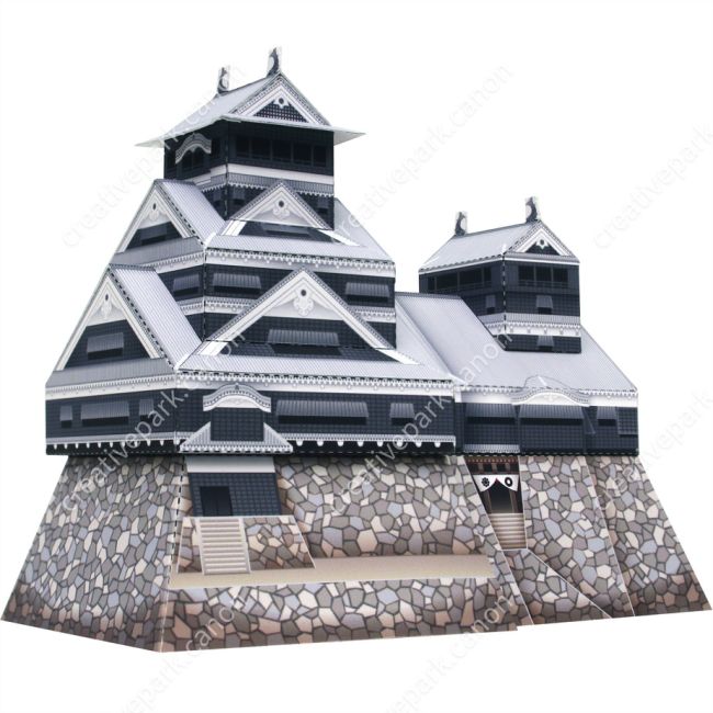 Замок Кумамото, Япония, мини-версия paper model