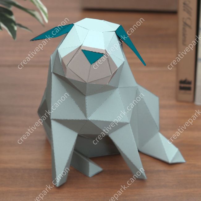 Полигональный мопс (бирюзовый) paper model