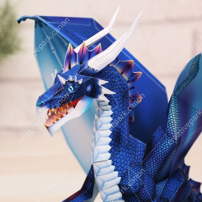 Синий дракон paper model